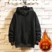 Men Winter High Collar Loose Hooded Solid Color Plus Velvet Thickened Youth Sweaters