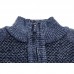 Men’s Casual Thicken Patchwork Half  Zipper Stand Collar Chest Pocket Knit Pullovers Sweaters