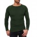 Mens Pleated Sleeve Casual Solid Color Warm Crew Neck Long Sleeve Knitted Sweaters