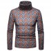 Men Colorful Geometric Patterns High Collar Pullovers