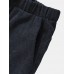 Mens Corduroy Solid Color Casual Push Buckle Waist Pants