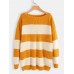 Stripe Contrast Color Thicken One Shoulder Knit Sweaters