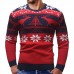 Men Casual Peaceful Deer Printed Long Sleeve Pullovers O  Neck Slim Sweaters