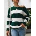 Stripe Contrast Color Thicken One Shoulder Knit Sweaters