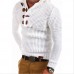 Mens Buttons Design Hooded Double Breasted Casual Tops Fit Long Sleeve Sweaters