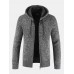 Men Plus Velvet Snowflake Cardigan Casual Hooded Collar Sweaters