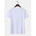 Men Alien Pattern Crew Neck Hem Cuff Short Sleeve Soft Casual T  Shirts